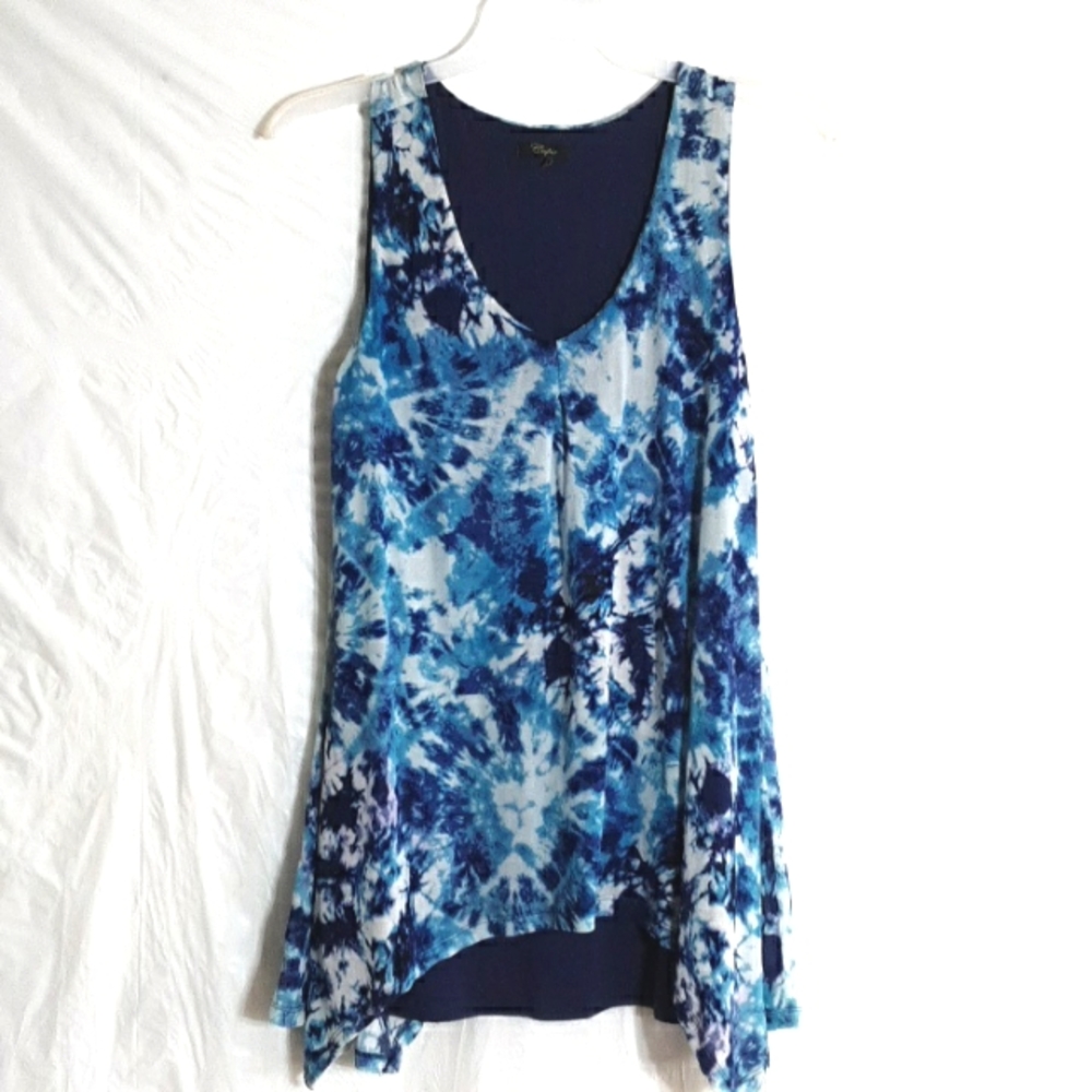 Cupio Blue Tie-Dye Layered Tank Top